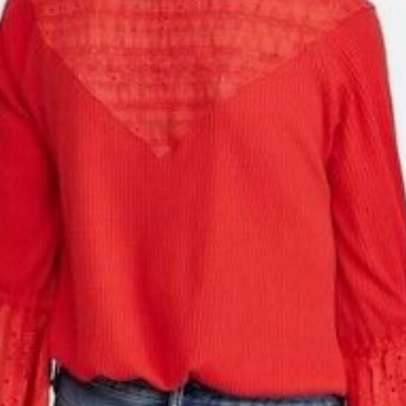 Free People Parisian nights Bell Sleeve eyelet bolo blouse - Picture 2 of 14